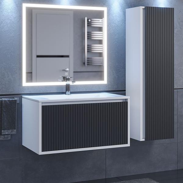 Тумба под раковину для ванной Uperwood Next Premium подвесная, 80 см, белая/графит, 1 ящик