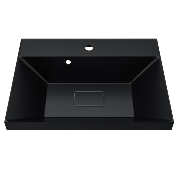 Раковина для ванной Uperwood Classic New 60х45х16,3 см, черная глянцевая, с накладкой для слива