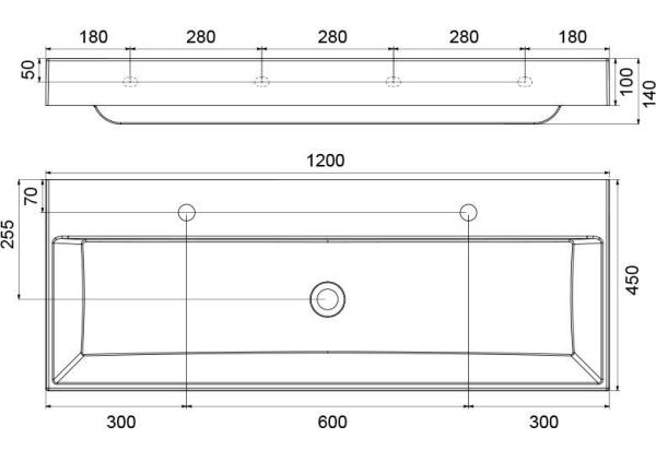 Умывальник Ravak NATURAL DUO 1200 без перелива XJO01212000