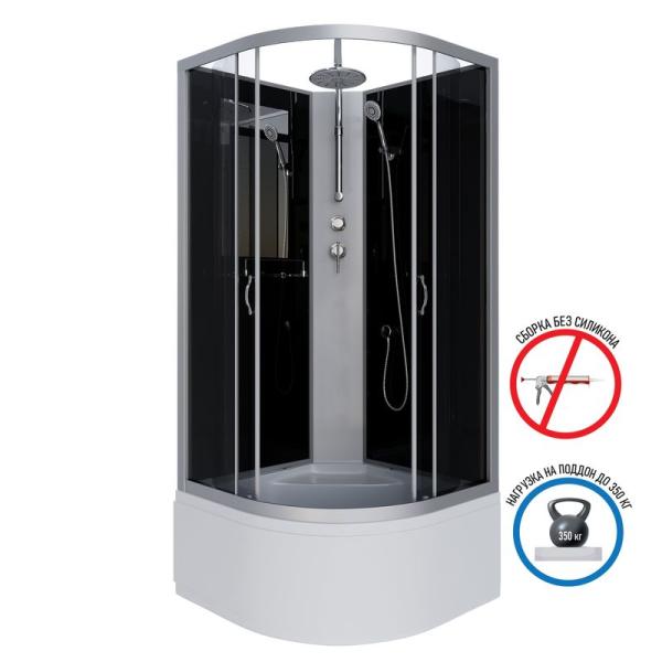 Душевая кабина Niagara NG-2508-14BKT 900х900х2100-2400 высокий поддон 40см стекло тонированное