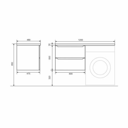 Тумба под стиральную машину Uperwood Tanos 60 см, подвесная, белый