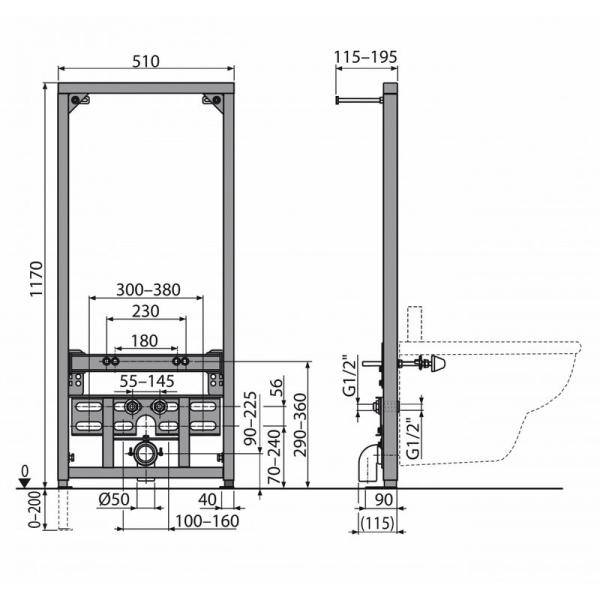 Монтажная рама AlcaPlast A105/1120 для биде