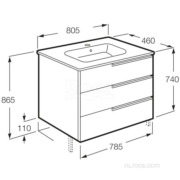 Тумба под раковину Roca Victoria Nord Ice Edition 80 3 ящика ZRU9302835