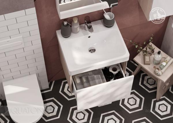 Тумба под раковину AQUATON Асти 55 белый глянец 1A263101AXD70