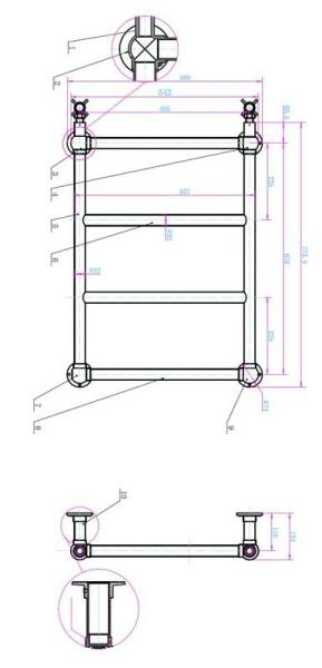 Полотенцесушитель водяной Boheme Palazzo 711 500х750 бронза