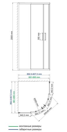 Душевой уголок WasserKraft Main 41S01 90x90 см, четверть круга, с раздвижными дверьми
