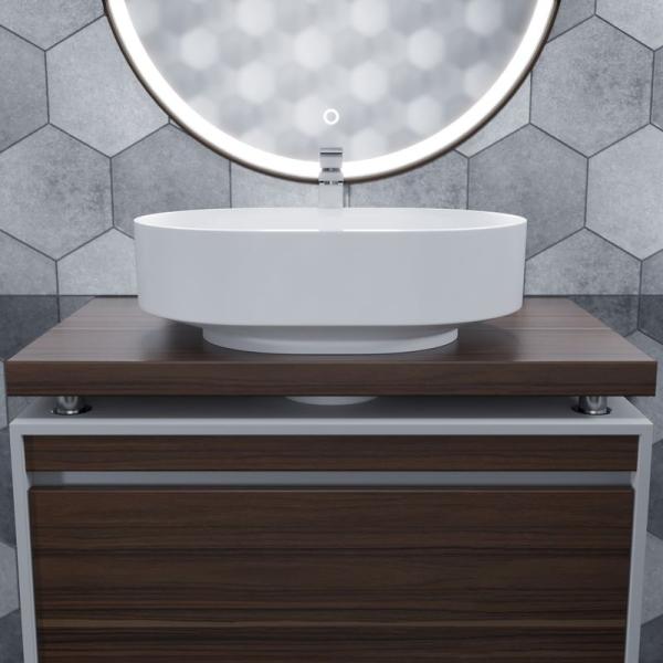Раковина накладная Uperwood Aura 60 см, овальная, белая глянцевая