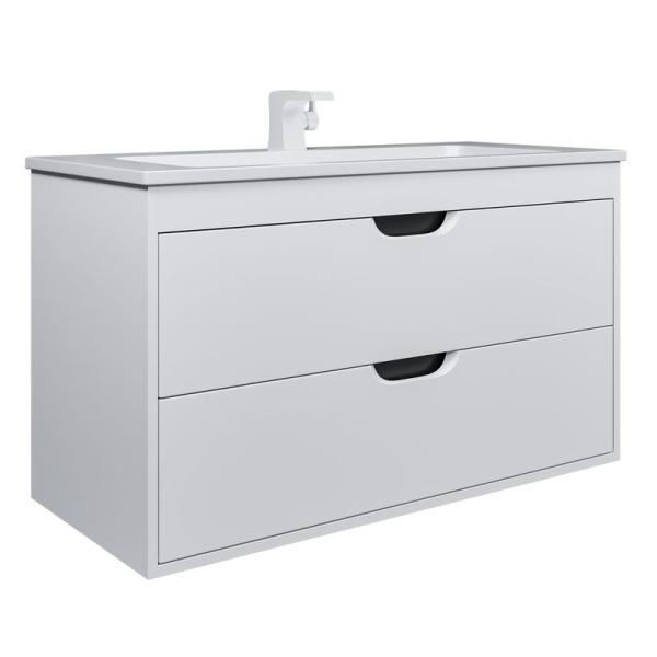 Тумба под раковину для ванной Uperwood Modul 100 см, подвесная, матовая, белая/графит