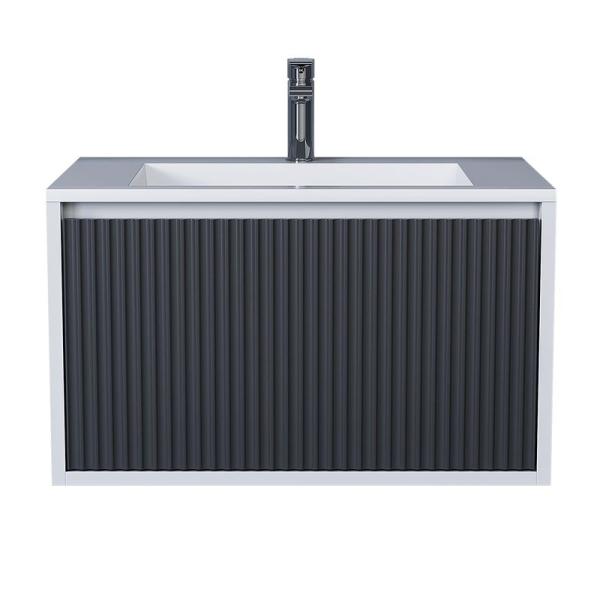 Тумба под раковину Uperwood Next Premium подвесная, 70 см, белая/графит, 1 ящик