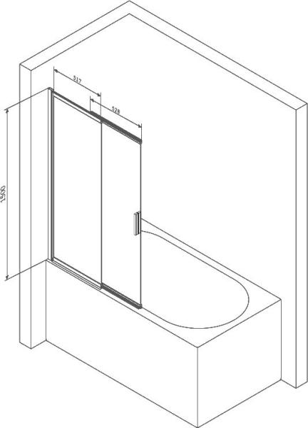 шторка на борт ванны AM.PM Like W80S-100PS-150MT прозрачные стекла 100 см