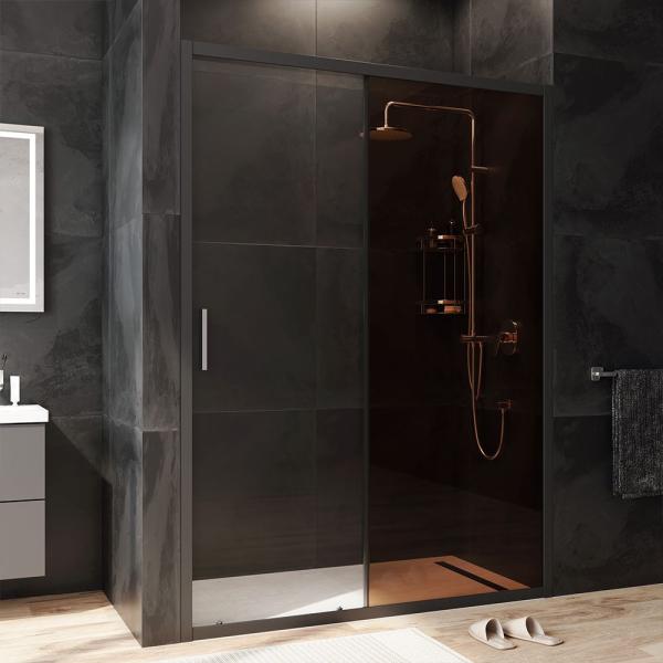 Дверь душевая в нишу AM.PM Gem W90G-140-1-195BBr прозрачное, бронзовое; профиль черный