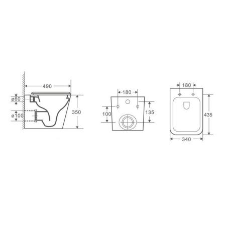 Унитаз Ceramalux 5171MW White matt RIMLESS подвесной микролифт