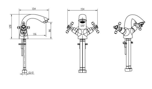 Смеситель для раковины Boheme Crystal 311-CRST бронза