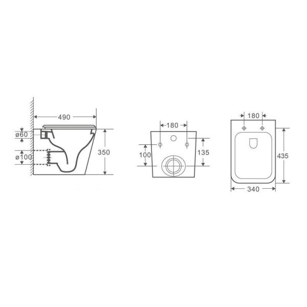 Унитаз Ceramalux 5171MW White matt RIMLESS подвесной микролифт
