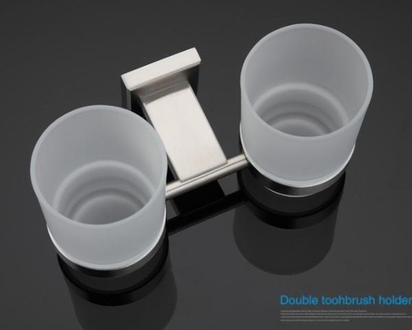 Двойной стакан для зубных щеток Gappo G1708 с держателем сатин