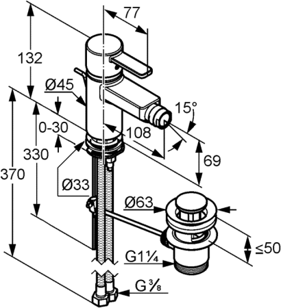Смеситель Kludi Zenta 385308675 для биде, черный/хром