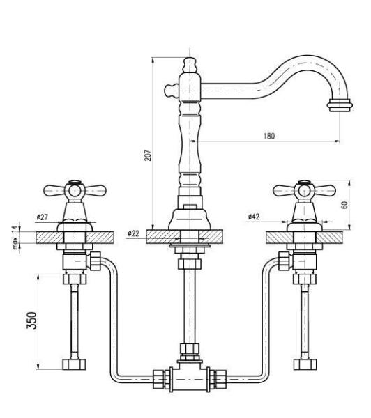 Смеситель на 3 отверстия Rav Slezak Morava Retro MK532.5 хром
