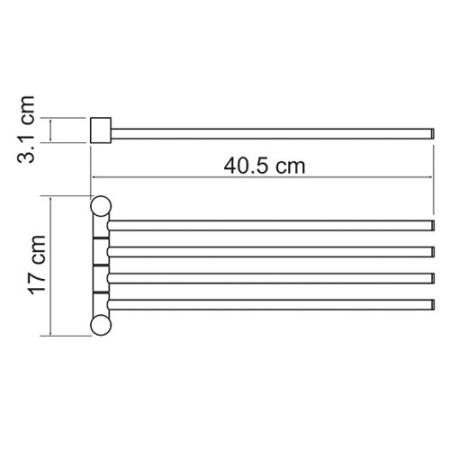 Полотенцедержатель WasserKraft K-1034 4-е рога хром