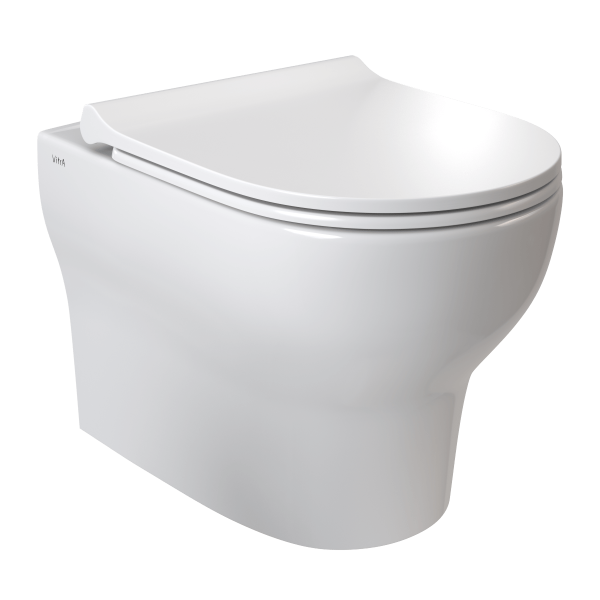 Инсталляция с унитазом VitrA Zentrum Round  9879B003-7200 комплект 4 в 1 с сиденьем микролифт безободковый цвет клавиши глянцевый хром