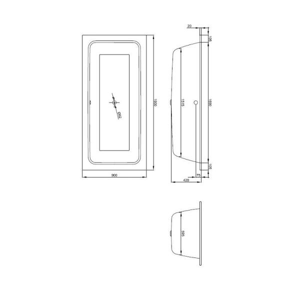 Ванна BetteOne 3314-000 190х90 стальная, перелив по центру