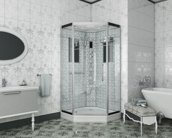 Душевая кабина Niagara Luxe NG-7717W (1000x1000х2150) низкий поддон стенки БЕЛЫЕ