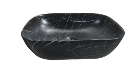 Раковина накладная CeruttiSPA, CR8215MMB ( 455х320х135) мрамор матовый черный, прямоугольная