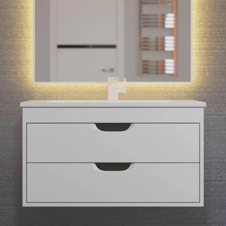 Тумба под раковину для ванной Uperwood Modul 80 см, подвесная, матовая, белая/графит