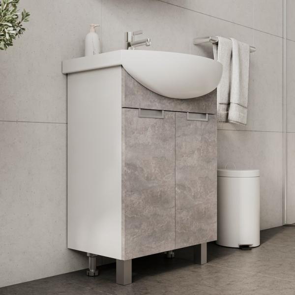 Тумба для ванной Volna Vario Z.60.2D Цемент напольная (Балтика) раковина отдельно
