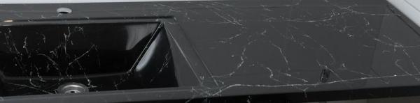 Раковина над стиральной машиной Marko Марсал 120 левая, черный мрамор