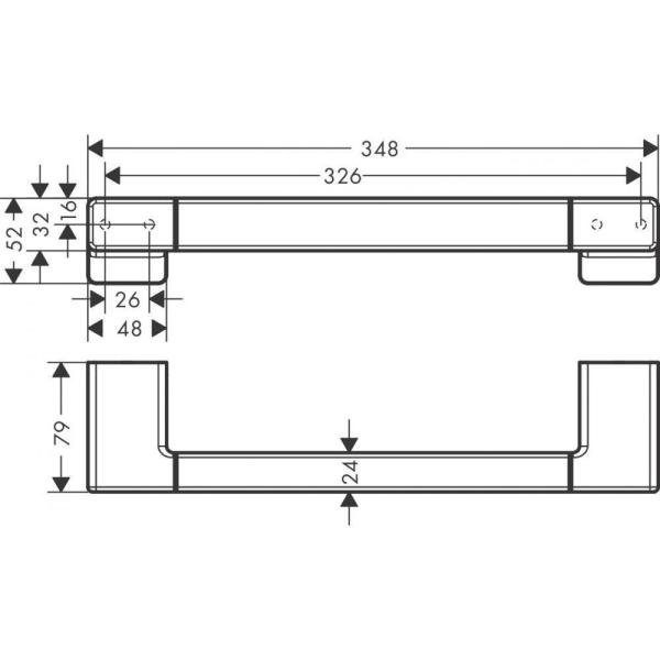 Поручень Hansgrohe 41744340 AddStoris L=348 мм, металл шлифованный черный хром