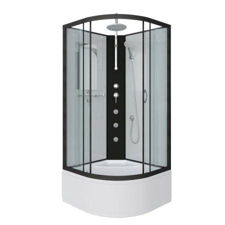 Душевая кабина Niagara NG-6708-14BKTG 900х900х2100-2400 высокий поддон 40см стекло прозрачное черные профиля