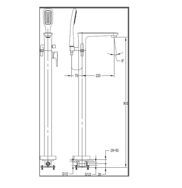 Смеситель CEZARES TESORO-F-VDP-01 для ванны,напольный хром