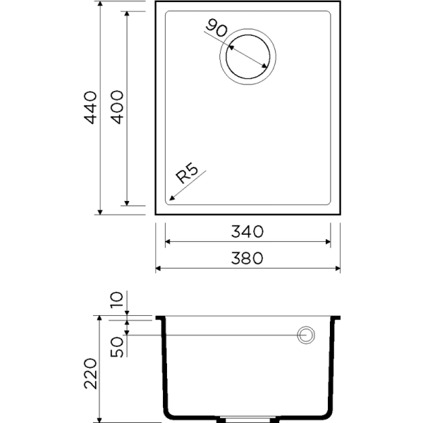 Кухонная мойка Omoikiri Bosen 38-U-BE 4993158, 380х440, ваниль