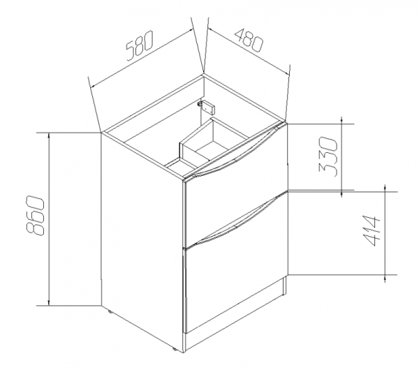 Тумба под раковину Belbagno LAVANDERIA Bianco Lucido напольная LAVANDERIA-580/1200-2C-PIA-BL
