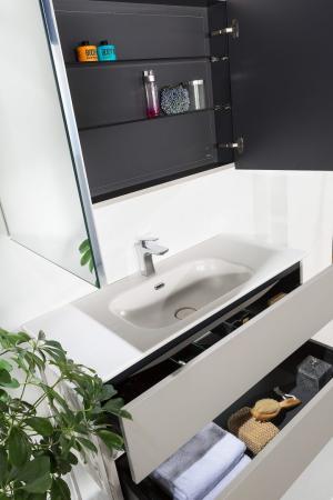 Зеркальный шкаф Boheme Vallessi 80 кашемир мат. с подстветкой 547-C
