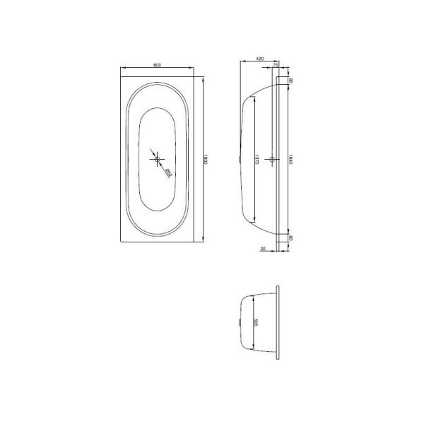 Ванна BetteStarlet 1630-000 180х80 стальная, перелив по центру