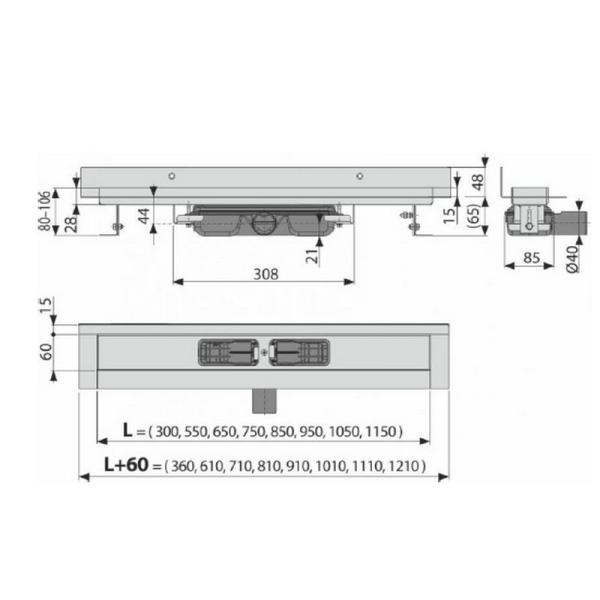 Душевой лоток AlcaPlast APZ116-650 Wall Low