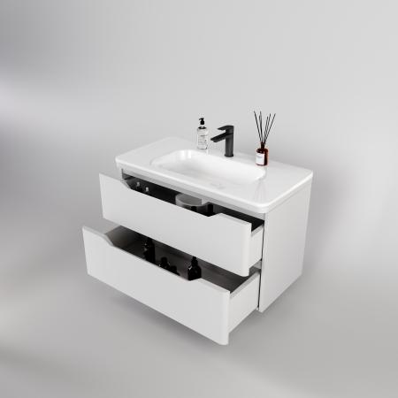 Тумба подвесная Style Line Марелла 90 (2 ящ.) Люкс антискрейтч белый матовый, PLUS