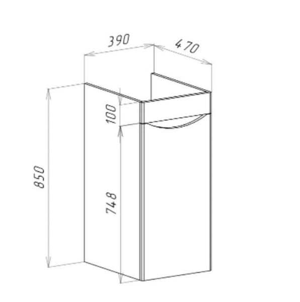 Тумба под раковину Bellezza Олиссия 100 R напольная серая
