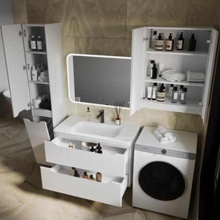 Тумба подвесная Style Line Марелла 90 (2 ящ.) Люкс антискрейтч белый матовый, PLUS