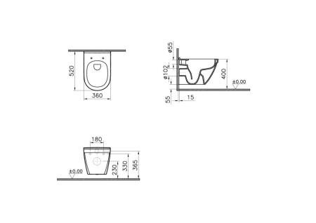 Инсталляция с унитазом VitrA S50 9003B003-7203 комплект 4 в 1 с сиденьем микролифт безободковый цвет клавиши глянцевый белый