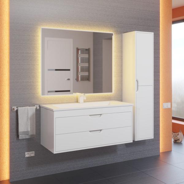 Шкаф-пенал для ванной Uperwood Modul, подвесной, с дверцами, матовый, белый