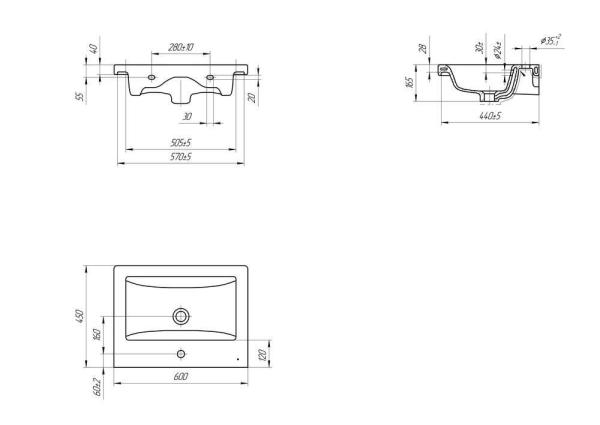 Раковина Cersanit Como UM-COM60/1 60 встраиваемая