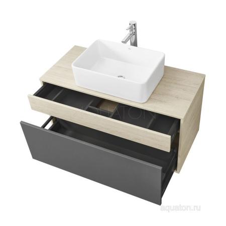Тумба под раковину AQUATON Лофт Урбан 100 серый графит, дуб орегон 1A247701LQX60