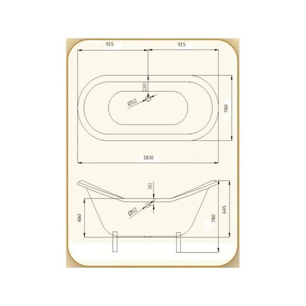 Ванна Magliezza Julietta-WH 183х78 см чугунная ножки белые