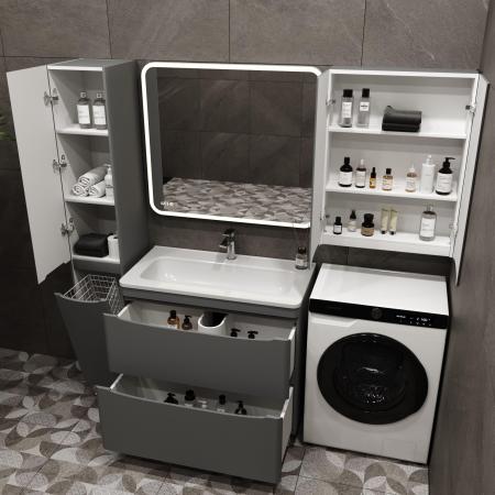 Тумба напольная Style Line Бергамо мини 90 (2 ящ.) Люкс антискрейтч серый, PLUS