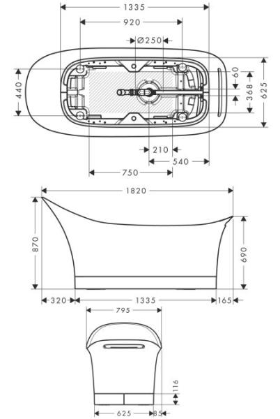 Axor Urquiola 11440000 Ванна свободностоящая 180,9х79,5