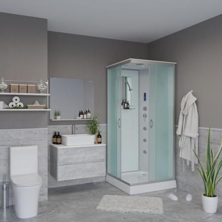 Душевая кабина Niagara NG-1101-14F 900х900х2150 низкий поддон 13см стекло матовое с полкой