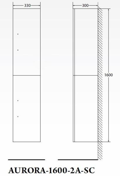 Шкаф Belbagno AURORA Bianco Lucido подвесной, левосторонний, 1600x330x300 AURORA-1600-2A-SC-BL-P-L