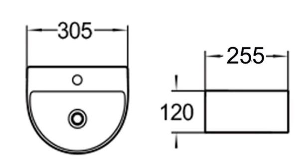 Раковина SantiLine SL-2007 30,5x25,5 подвесная керамическая Белый